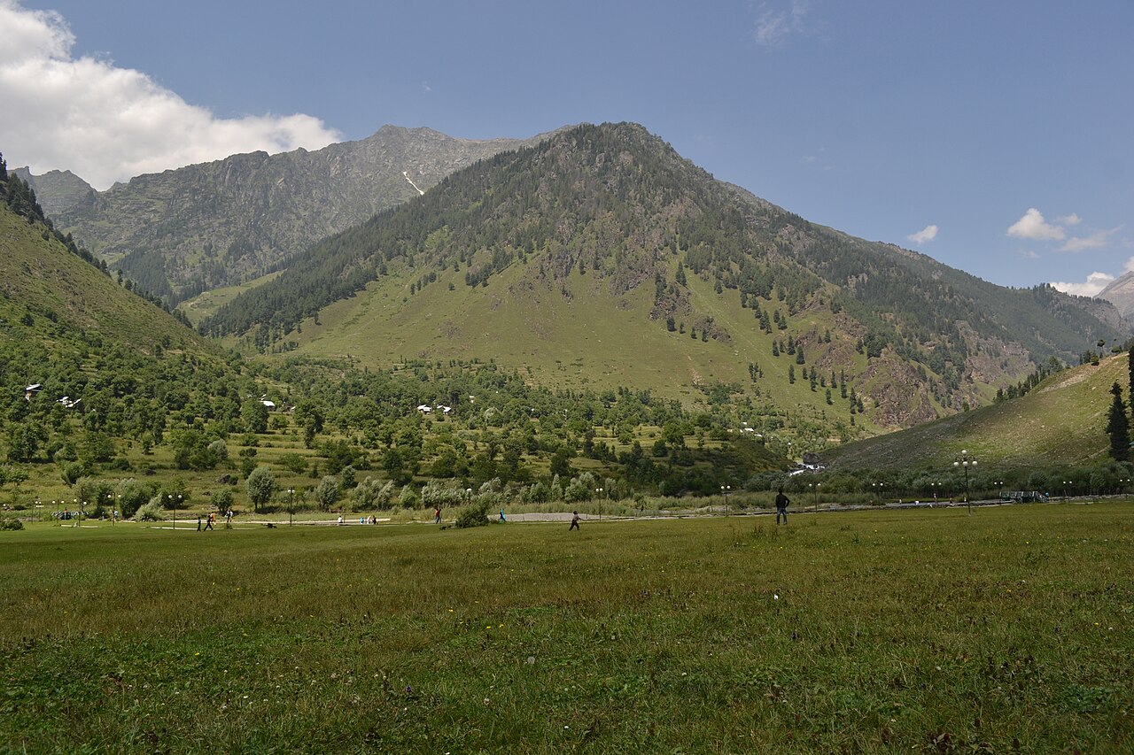 Green valley and mountain slopes at Betaab Valley near Pahalgam, Kashmir